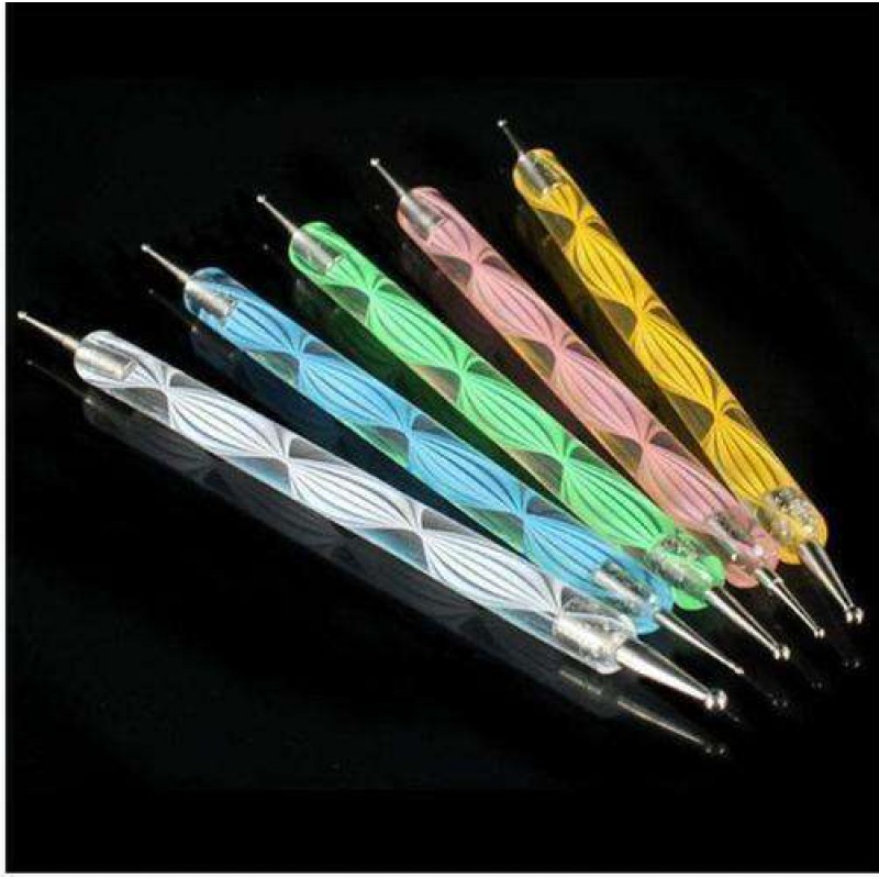 Multi Coloured Double Ended Nail Art Dotting_Marbleizing Tools, 5PCS